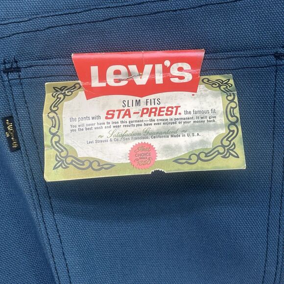 Vintage Levi's Sta-Prest Big E Blue Slim Fit Pants 35x28 Deadstock New Old Stock - Picture 2 of 10